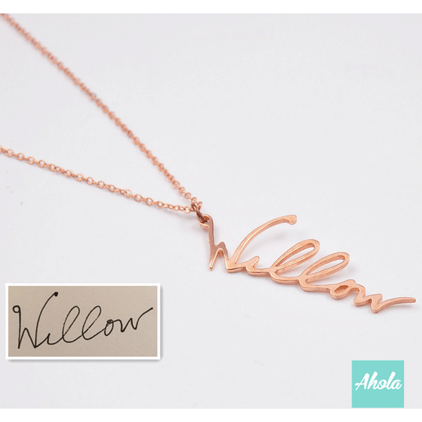 SP007 Sterling Silver handwriting/signature vertical necklace 純銀手寫/簽名連貫字句頸鏈  📣此產品新年/情人節前出貨已截單, 由1月15號至2月26號落單將會在3月中/尾寄出 - Ahola