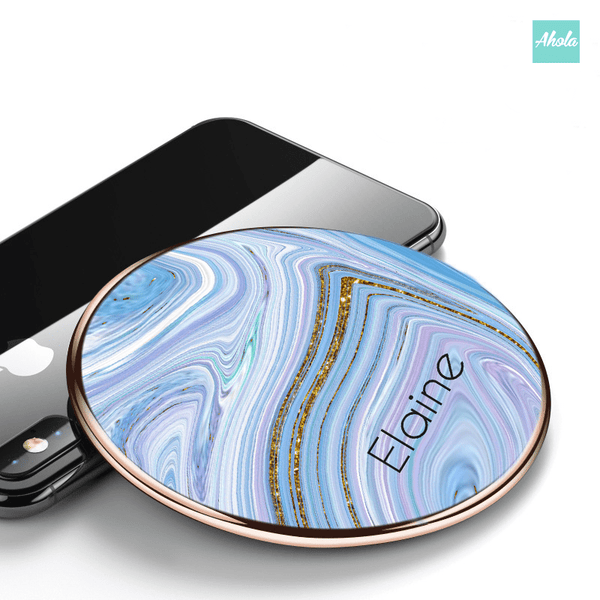 【Agate Gem】10W Ultra thin FastWireless Charger Pad 抽象瑪瑙石名字無線差電板 - Ahola