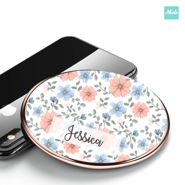 【Boho flower】10W Ultra thin FastWireless Charger Pad 花朵名字無線差電板 - Ahola