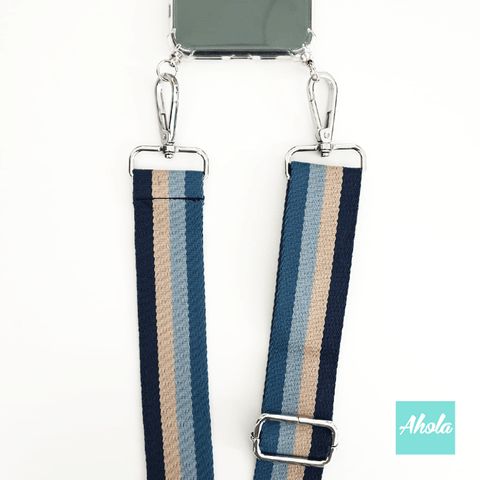 Blue Stripes - Adjustable Crossbody Nylon Strap 藍色間條斜背帶