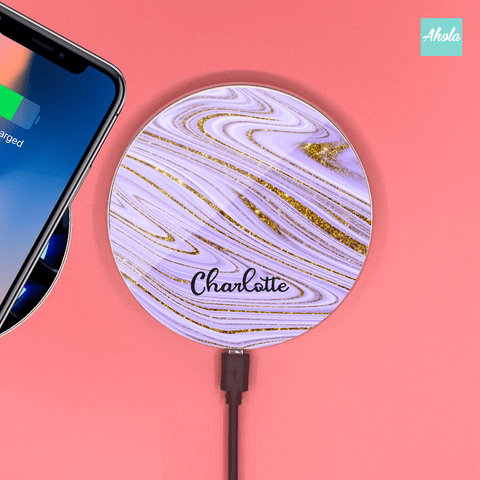 【Agate Gem】10W Ultra thin FastWireless Charger Pad 抽象瑪瑙石名字無線差電板 - Ahola