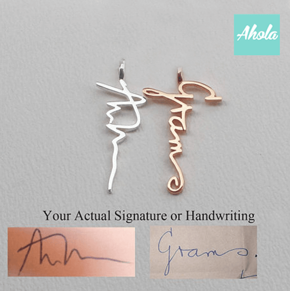 SP007 Sterling Silver handwriting/signature vertical necklace 純銀手寫/簽名連貫字句頸鏈  📣此產品新年/情人節前出貨已截單, 由1月15號至2月26號落單將會在3月中/尾寄出 - Ahola