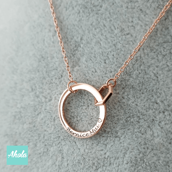 SP050 Sterling Silver Linked Circle Necklace 純銀圖形親子刻字頸鏈 - Ahola