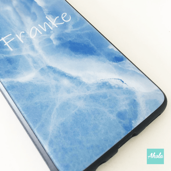 【Marble III】Black bumper tempered glass phone Case 雲石紋黑色全包邊玻璃名字電話殼 📣由於農曆新年假期關係, 此產品最遲在1月28號落單/付款, 2月10號左右完成寄出, 而1月29號至2月14號落單將會在3月頭/中寄出 - Ahola