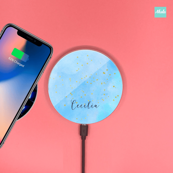 【Azure Stars】10W Ultra thin FastWireless Charger Pad  蔚藍星星名字無線差電板 - Ahola