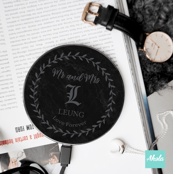 【Mr and Mrs】10W Ultra thin FastWireless Charger Pad 先生太太名字無線差電板 - Ahola