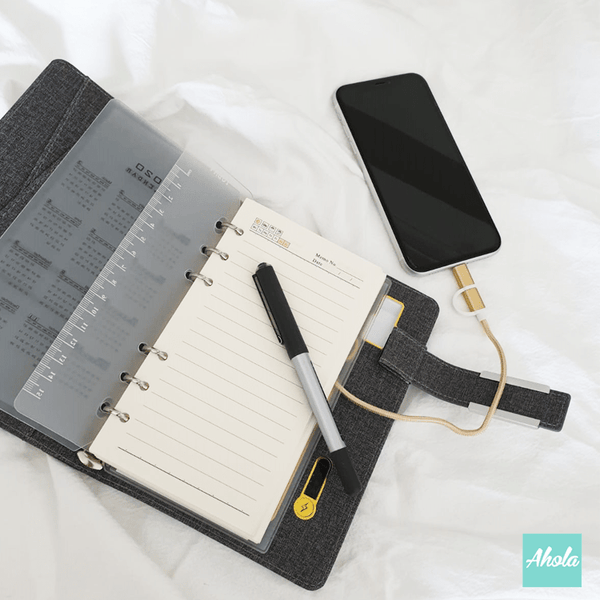 【Name】Loose leaf Notebook with Portable Charger External Battery Power Bank 自訂名字多功能活頁筆記簿便攜式差電器 - Ahola