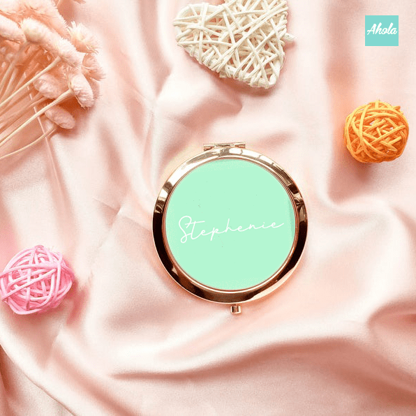 【Pantone】 Round Double Sided Compact Mirror 玫瑰金隨身鏡盒 - Ahola