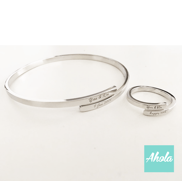 SP005 Platinum Plated 925 Sterling Silver Open Bangle  📣此產品新年/情人節前出貨已截單, 由1月15號至2月26號落單將會在3月中/尾寄出 - Ahola