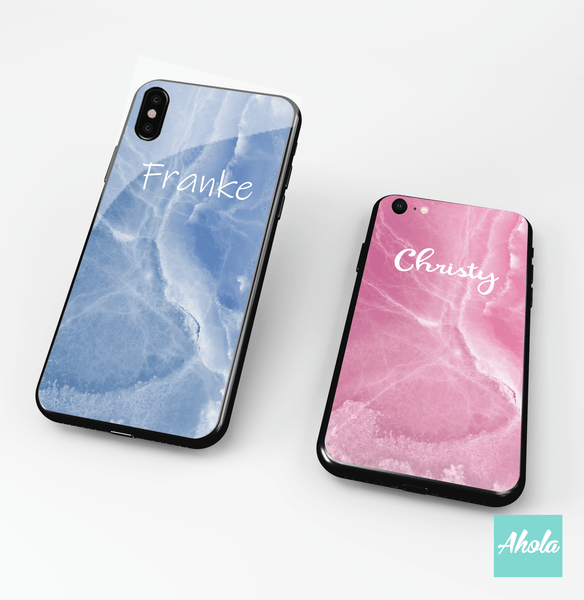 【Marble III】Black bumper tempered glass phone Case 雲石紋黑色全包邊玻璃名字電話殼 📣由於農曆新年假期關係, 此產品最遲在1月28號落單/付款, 2月10號左右完成寄出, 而1月29號至2月14號落單將會在3月頭/中寄出 - Ahola