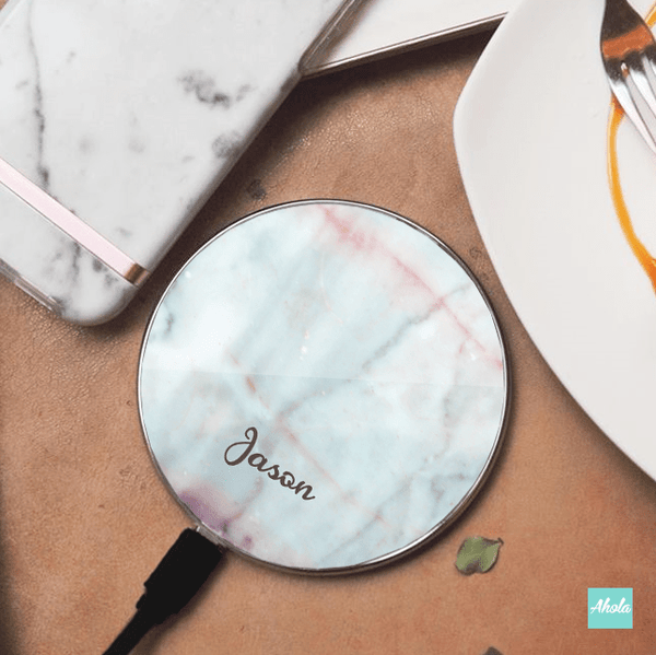 【Marble】10W Ultra thin FastWireless Charger Pad 雲石名字無線差電板 - Ahola