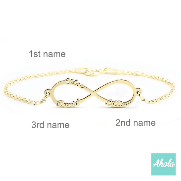 SP047 Sterling Silver Infinity Name Bracelet 無限的愛名字手鏈 - Ahola