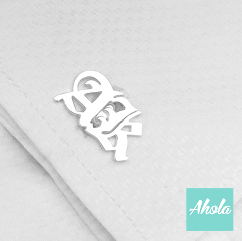 SP020 名字純銀袖口扣(一對)  Platinum/Rose gold Plated Sterling Silver Name Cufflinks 📣此產品最遲在1月25號落單/付款, 2月8左右完成寄出, 而1月26號至2月14號落單將會在3月頭/中寄出 - Ahola