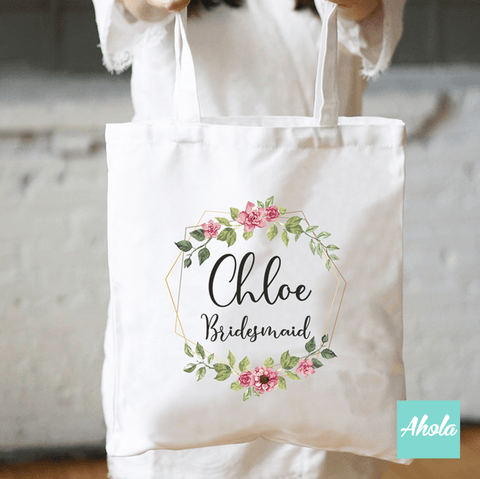 Floral wreath Bridesmaid Tote Bag 花環伴娘手挽袋 - Ahola