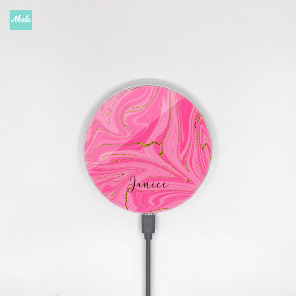 【Agate Gem】10W Ultra thin FastWireless Charger Pad 抽象瑪瑙石名字無線差電板 - Ahola