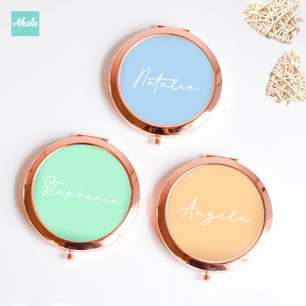 【Pantone】 Round Double Sided Compact Mirror 玫瑰金隨身鏡盒 - Ahola