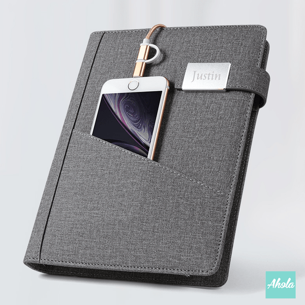 【Name】Loose leaf Notebook with Portable Charger External Battery Power Bank 自訂名字多功能活頁筆記簿便攜式差電器 - Ahola