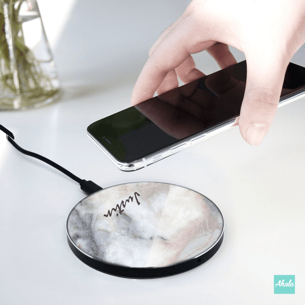 【Marble】10W Ultra thin FastWireless Charger Pad 雲石名字無線差電板 - Ahola