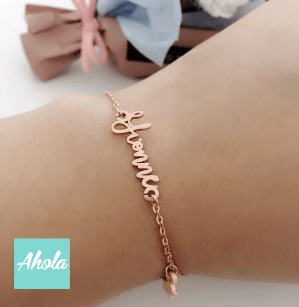 SP017 親子名字星星手鏈  Platinum/Rose gold Plated Sterling Silver Name Bracelet with star  📣此產品新年/情人節前出貨已截單, 由1月15號至2月26號落單將會在3月中/尾寄出 - Ahola