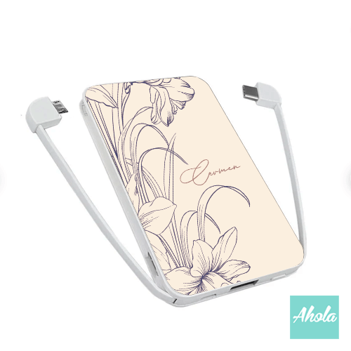 【Miss Floral】Portable Power Bank with built-in wire 內置線便攜式差電器