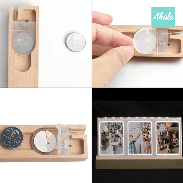 【Polaroid】Instax Photo LED Acrylic Frame Wooden Stand 即影即有發光照片相框連刻字木座