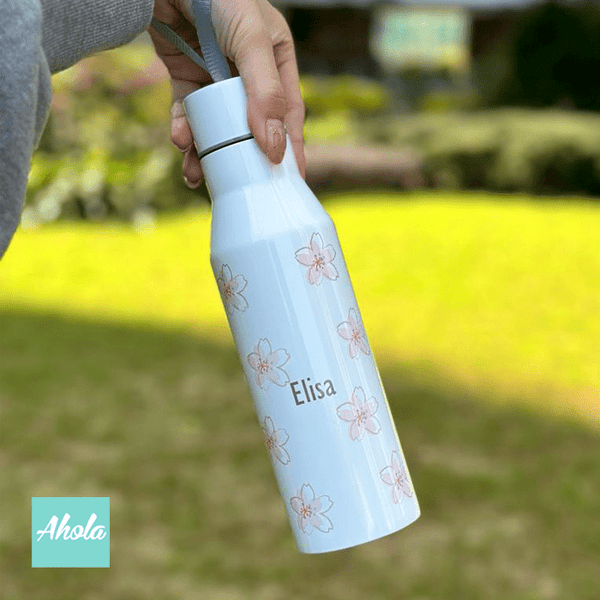 Sakura】Stainless Steel Hot or Cold Bottle with Carry loop 櫻花不鏽鋼保冷/保温樽
