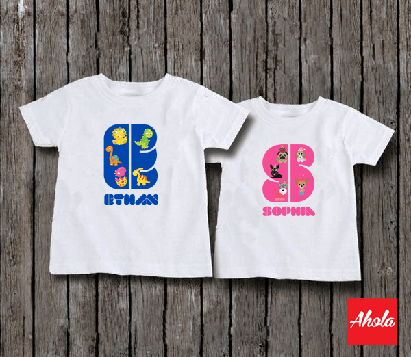 【Cute Alphabet】Short Sleeve Tee 植絨燙畫系列 - Ahola
