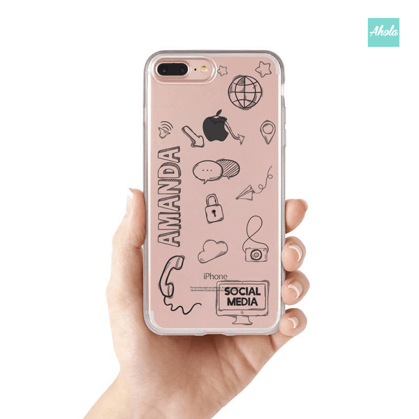 【Social Media】Soft PU transparent phone case 社交媒體名字透明電話軟殼 - Ahola