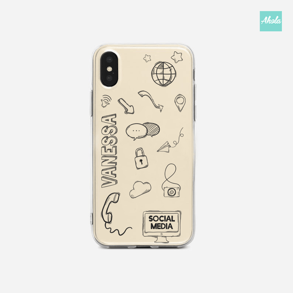 【Social Media】Soft PU transparent phone case 社交媒體名字透明電話軟殼 - Ahola