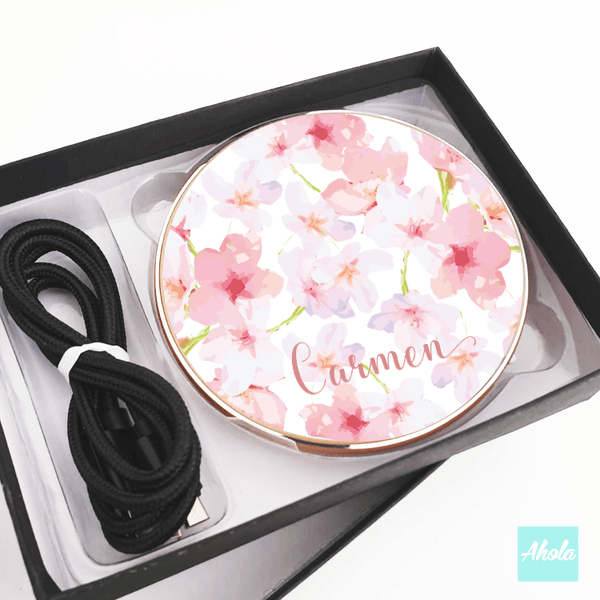 【 Cherry Blossom】10W Ultra thin FastWireless Charger Pad 櫻花名字無線差電板 - Ahola