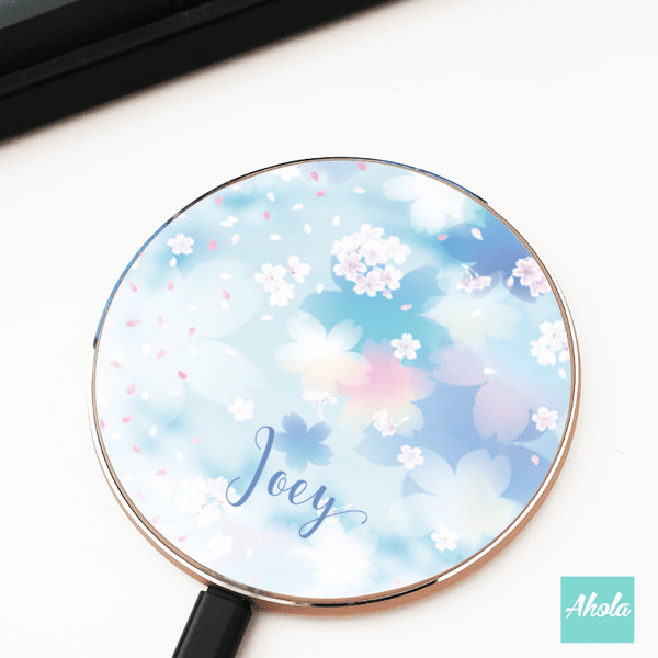 【 Cherry Blossom】10W Ultra thin FastWireless Charger Pad 櫻花名字無線差電板 - Ahola