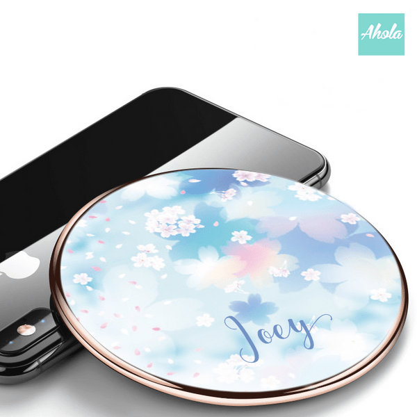 【 Cherry Blossom】10W Ultra thin FastWireless Charger Pad 櫻花名字無線差電板 - Ahola