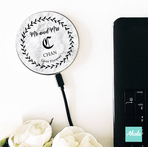 【Mr and Mrs】10W Ultra thin FastWireless Charger Pad 先生太太名字無線差電板 - Ahola