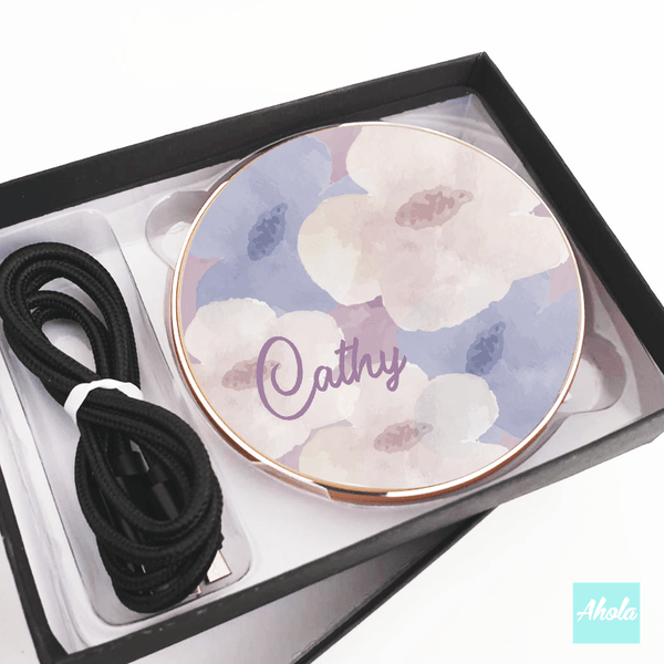 【Paint Flowers】10W Ultra thin FastWireless Charger Pad 畫花名字無線差電板 - Ahola