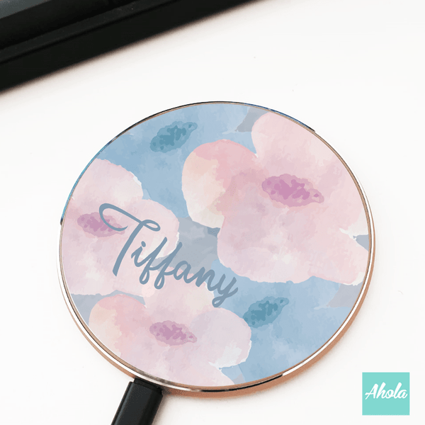 【Paint Flowers】10W Ultra thin FastWireless Charger Pad 畫花名字無線差電板 - Ahola